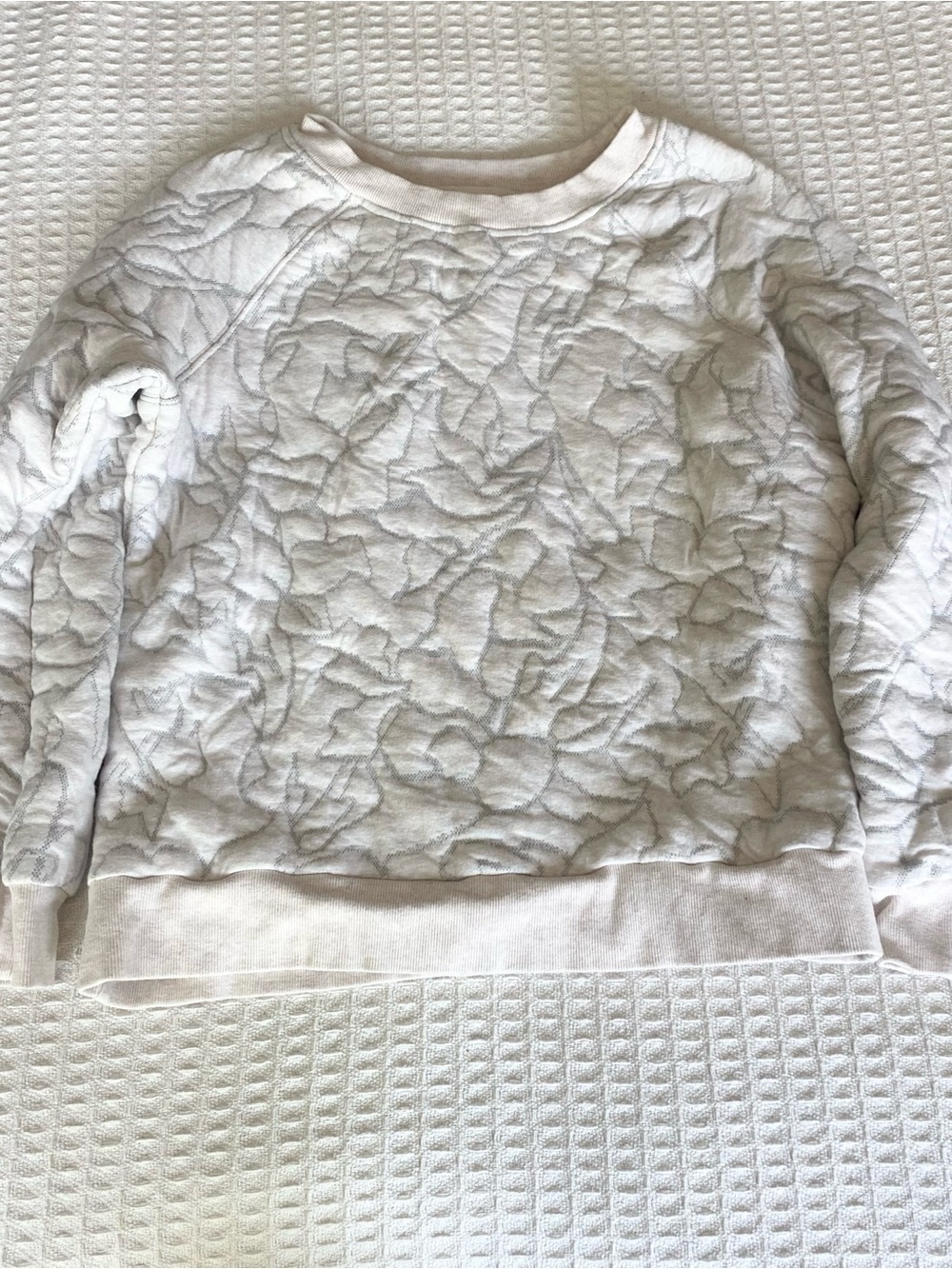 Prana Cream and Light Gray Quilted Pullover medium